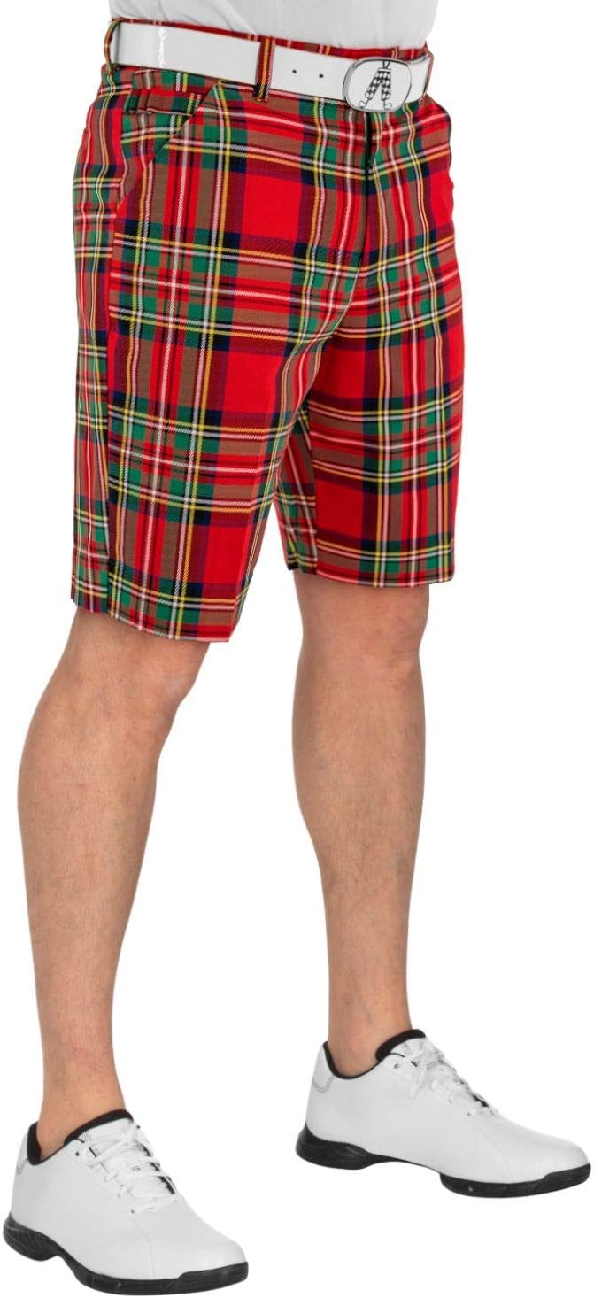 Royal & Awesome Mens Golf Shorts, Crazy Golf Shorts For Men, Plaid Shorts Men - Golf Tool Included