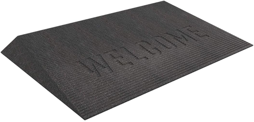 EZ-ACCESS - Transitions Angled Welcome Entry Mat, Non Slip Rubber Threshold Ramp for Doorways, Indoor & Outdoor Door Ramp for Wheelchair Access, Safer Home Floor Mats - Made in USA (Black, 2.50-in)