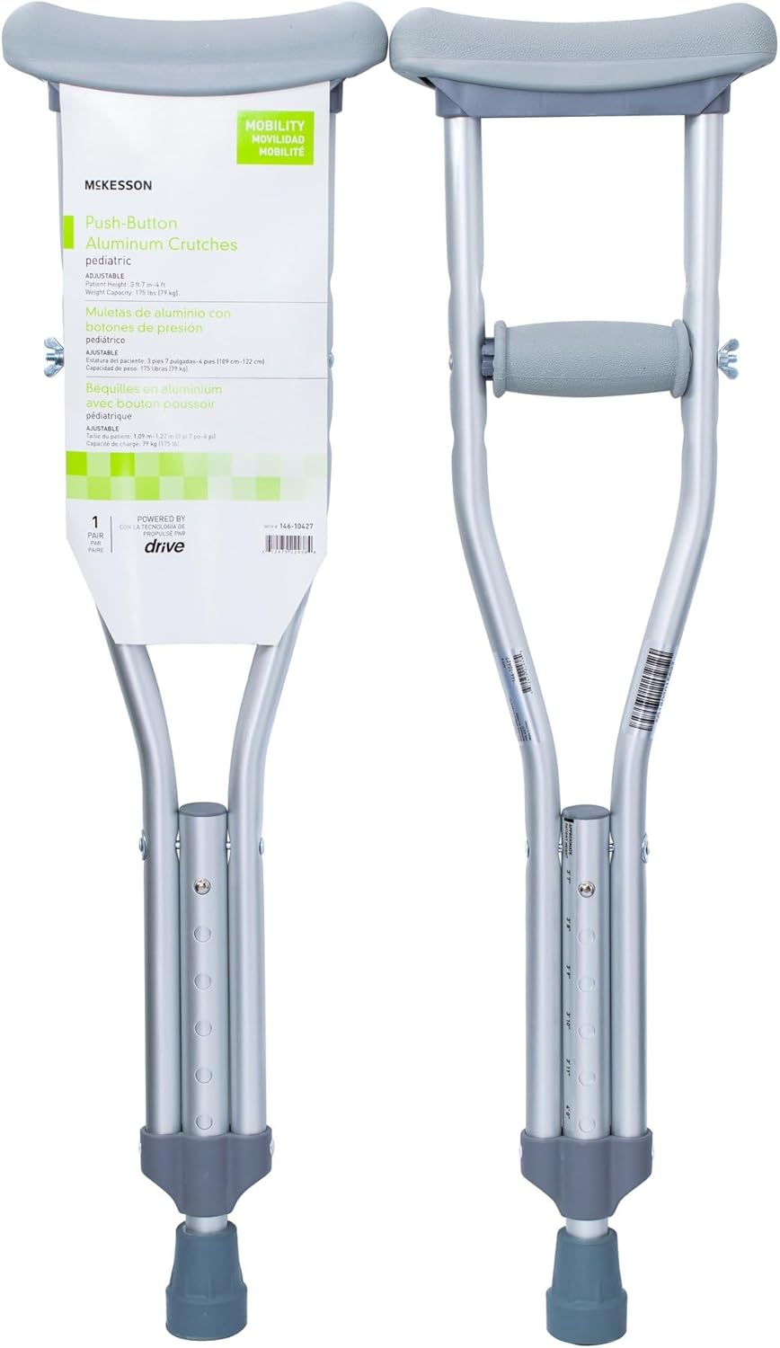 McKesson Child Aluminum Adjustable Axillary Underarm Crutches, 1 Pair