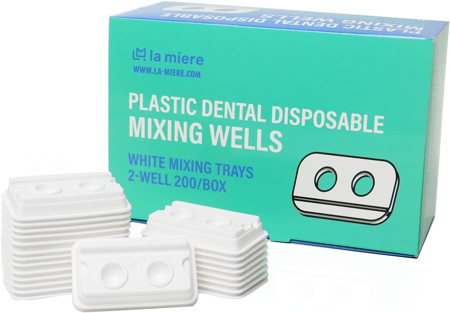 200 PCS Dental Disposable 2 Hole Mixing Wells, PMU Practice Kit, PMU Ink Tray, Microblading & PMU Pigments, Pigment Cups, Microblading Supplies (White, 200)
