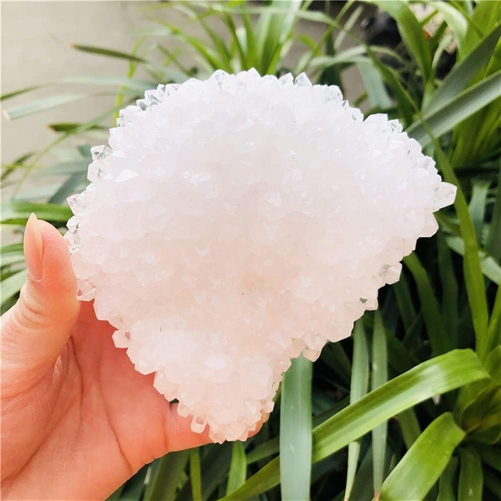 for Natural White Crystal Druse Quartz Crystal Cluster Nunatak Decoration Reiki Stone Column Point (Size : 500-550g)