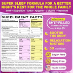 5HTP Gummies for Adults & Kids 8+, Melatonin Free Gummies with Magnesium Glycinate, GABA, L-Glycine, Ashwagandha, Vitamin B6 for Delicious Zzzs, Brain & Muscle Relaxation, 0 Sugar 60 Count (Pack of 1)
