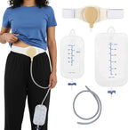 Bladder Ostomy Belt Urine Drainage Bag Kit with Tube - 500 ml & 1000 ml Bags for Day & Night Use, Waist Support Collector for Ileostomy, Colostomy, Cystectomy Patients