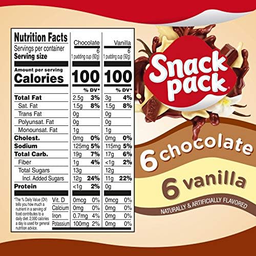 Snack Pack Chocolate and Vanilla Pudding Cups Family Pack, 12 Count