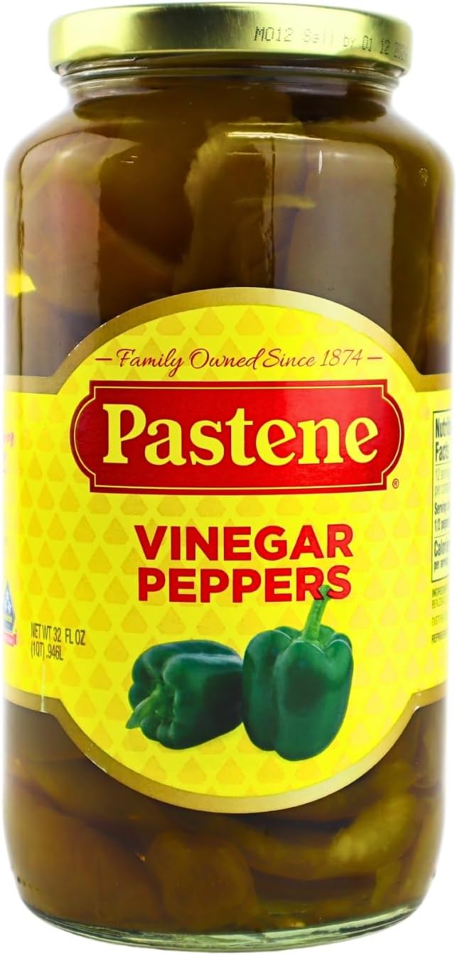 Pastene Green Vinegar Peppers, 32 Ounce (1 Pack)