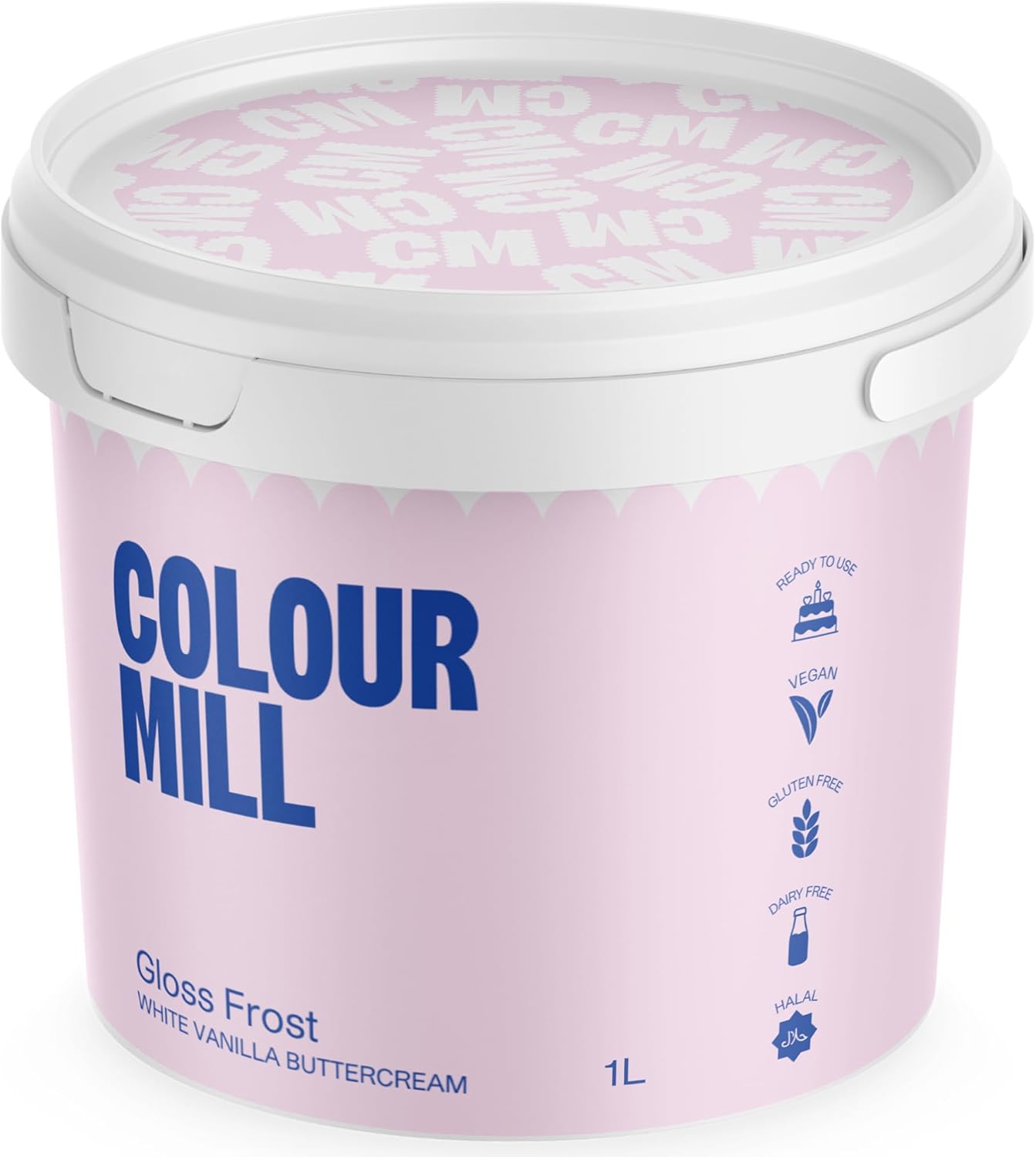 Colour Mill Swiss-Meringue Style Buttercream Frosting – High Gloss Vegan Icing for Cakes & Cupcakes – Designed for Oil-Based Coloring & Smooth Finishes - 1 Liter (2.2LBS)