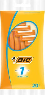 BIC 1 Sensitive, Single Disposable Razor Blade for Men, Designed for a Comfortable, Sensitive Shave, Pack of 20