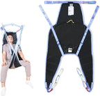 Universal Divided Leg Sling with Head Support, Padded Patient Lift Sling for Transfer, Lifting or Positioning, U Shape Transfer Sling for Elderly, Disabled, Bedridden, 500Lbs (Black, Medium)