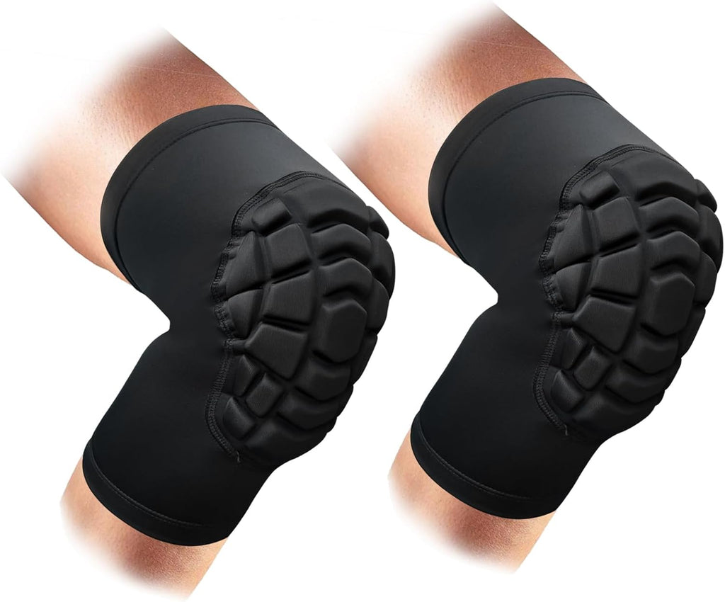 Wrestling Knee Pads Short Knee Sleeve, 2 Pcs Knee Compression Sleeve for Football, Basketball, Volleyball(Black_L_2 Pcs)