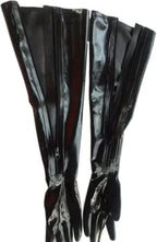 Black Latex Rubber Opera Long Zip Gloves Latex Long Gloves Zip,Black,Medium