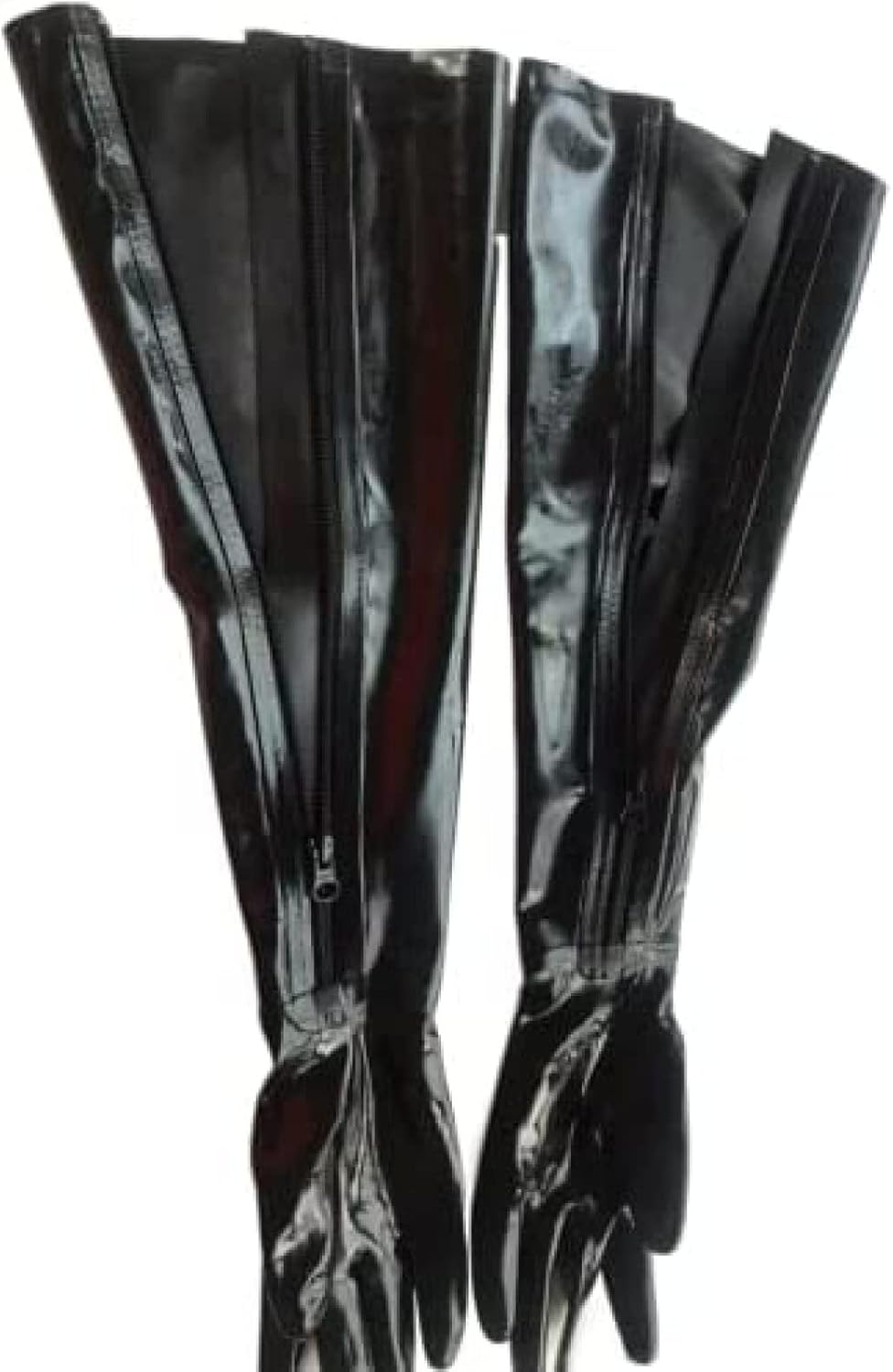 Black Latex Rubber Opera Long Zip Gloves Latex Long Gloves Zip,Black,Medium