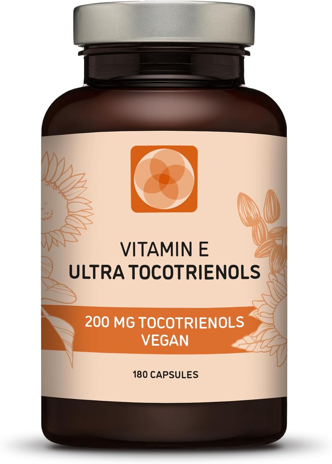 Ultra Tocotrienol 200mg Vitamin E Vegan – All 4 tocotrienols - Alpha Tocotrienol + Beta Tocotrienol + Gamma Tocotrienol + Delta Tocotrienol – No Tocopherols (180)