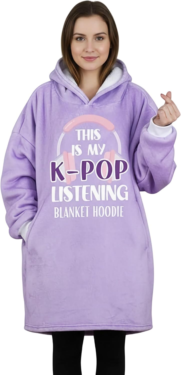 Huglanket K-Pop Gifts for Teen Girl K Pop Lovers, Korean Pop Merch Stuff Wearable Blanket Hoodie