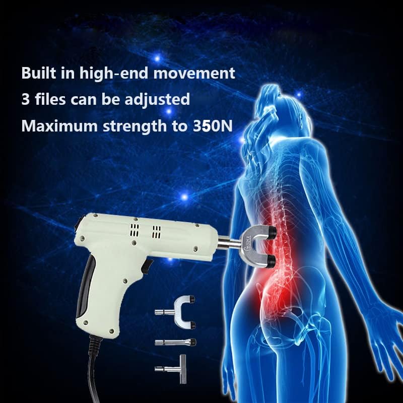 Electric Spinal Chiropractor Massager Spine Chiropractic 4 Heads Chiropractic Adjusting Instrument Tool Electric Correction Gun for Adjust Vertebration Muscle Relaxation