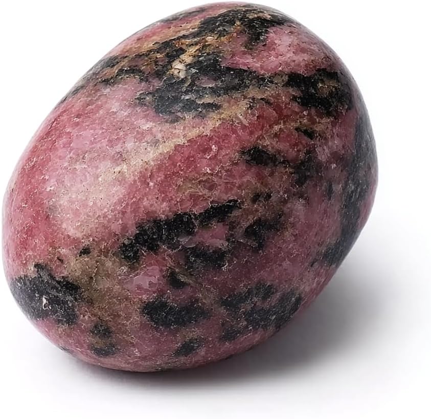 Super Large Polished Rhodonite Healing Crystal Stone – 1 Pc 1.2" Worry Stone for Anxiety, Pocket Palm Gemstone, Handpicked Natural Tumbled Rock for Meditation, Reiki, Chakra, Home Decor