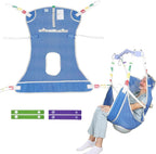 EZ Assistive Patient Lift Sling with Commode - Patient Lifting Slings for Transfer - Medical Full Body Straps for Elderly, Disabled,Nursing,Caregiver - SWL 500 lbs (Large-Blue-1 PC)