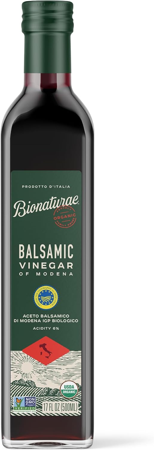 Bionaturae Vinegar Balsamic - Organic Balsamic Vinegar, Modena Balsamic Vinegar, Acidity 6%, USDA Certified Organic, Recyclable Glass, 100% Authentic Italian Balsamic Vinegar - 17 Fl Oz