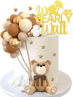 Bear Cake Toppers Bear Balls Cake Decorations with Stars Clouds Cake Toppers for Boy Girl Baby Shower Birthday Party Decorations (Brown Bear Set)
