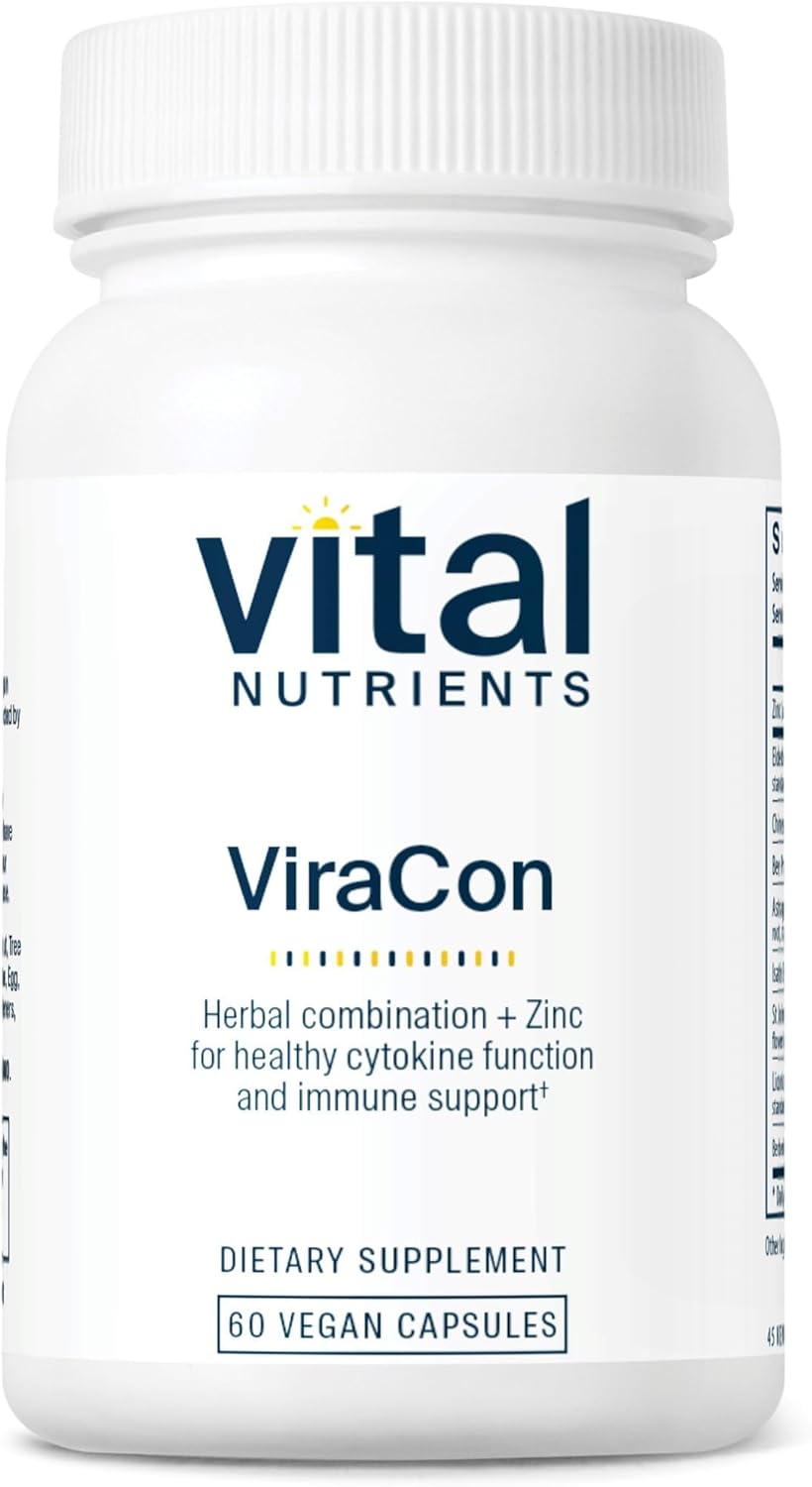 Vital Nutrients ViraCon - Vegan Immune Support Supplement* - Zinc, Elderberry, Licorice Root Extract, & Other Herbs for Comprehensive Immune Support - Gluten, Dairy, Soy Free - Non-GMO - 60 Capsules