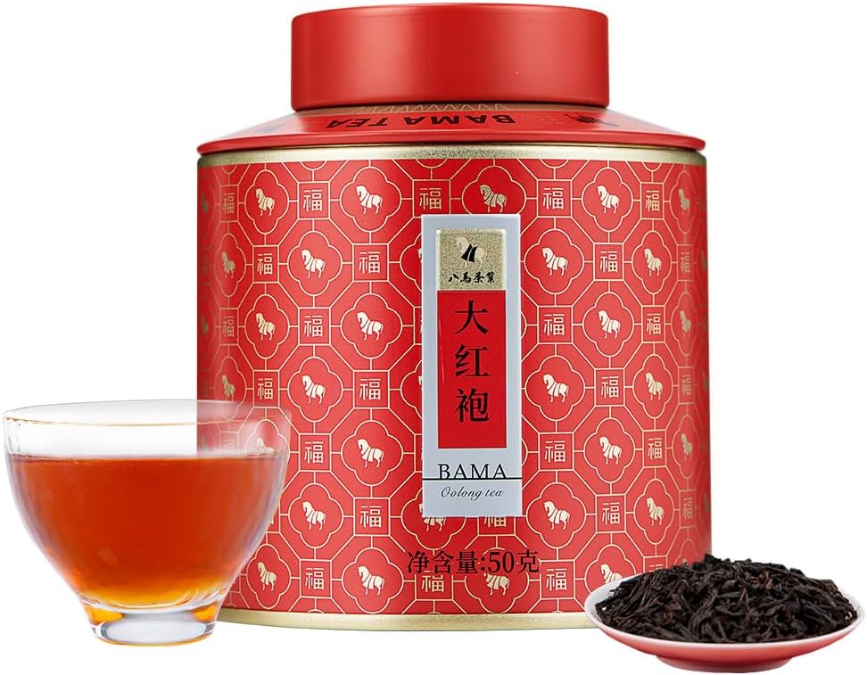 BAMATEA Premium Da Hong Pao Oolong Tea Loose Leaf - Fujian Wuyi Rock Oolong Tea Dahongpao Big Red Robe - High Mountain Chinese Tea 1.76oz (50g)