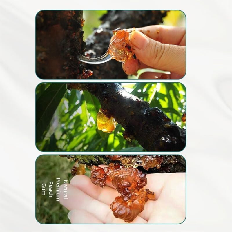 500g / 17.6oz Natural Wild Peach Gum Edible Peach Blossom Tears Tao Jiao food additives free Yunnan Premium Natural Wild, Edible Gum, Health and Beauty Leisure Dessert 滋补抗皱 桃胶