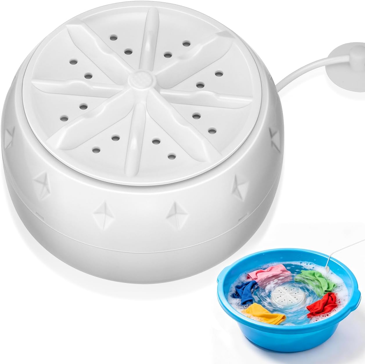 ULTECHNOVO Portable Turbine Washing Machine with Ultrasonic Cleaning, Mini Fully Automatic Washer for Underwear, Socks & Baby Clothes, USB Powered Travel Laundry Washer for RV, Apartment & Dorm