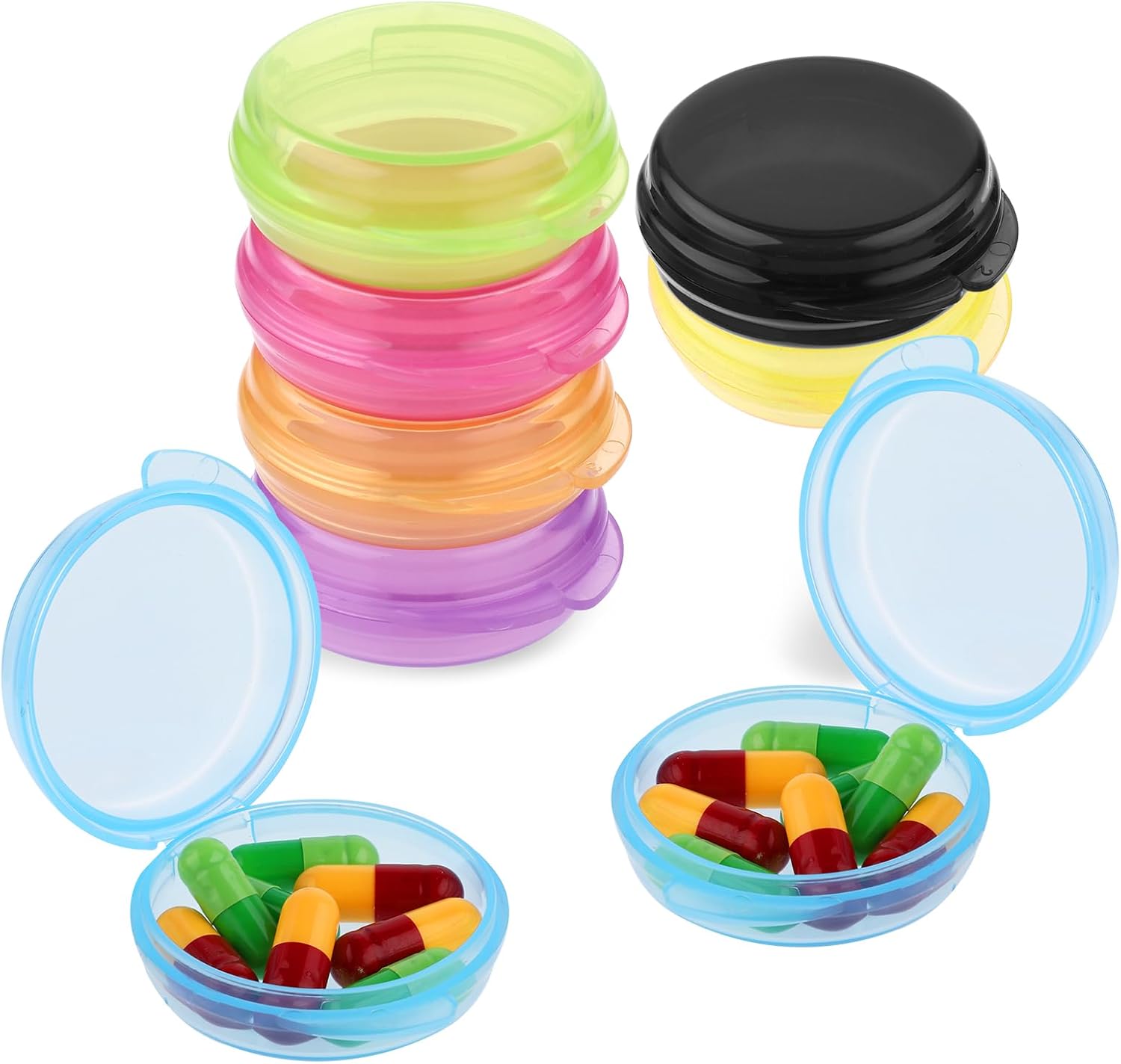 WY LIGHTING LEVEL 8pcs Small Pill Box Cute Portable Pill Case Travel Pills Organizer Box Medicine Dispenser Earplug Container Vitamin Holder Liver Oil Storage Case for Women Men Pocket Purse Briefcase