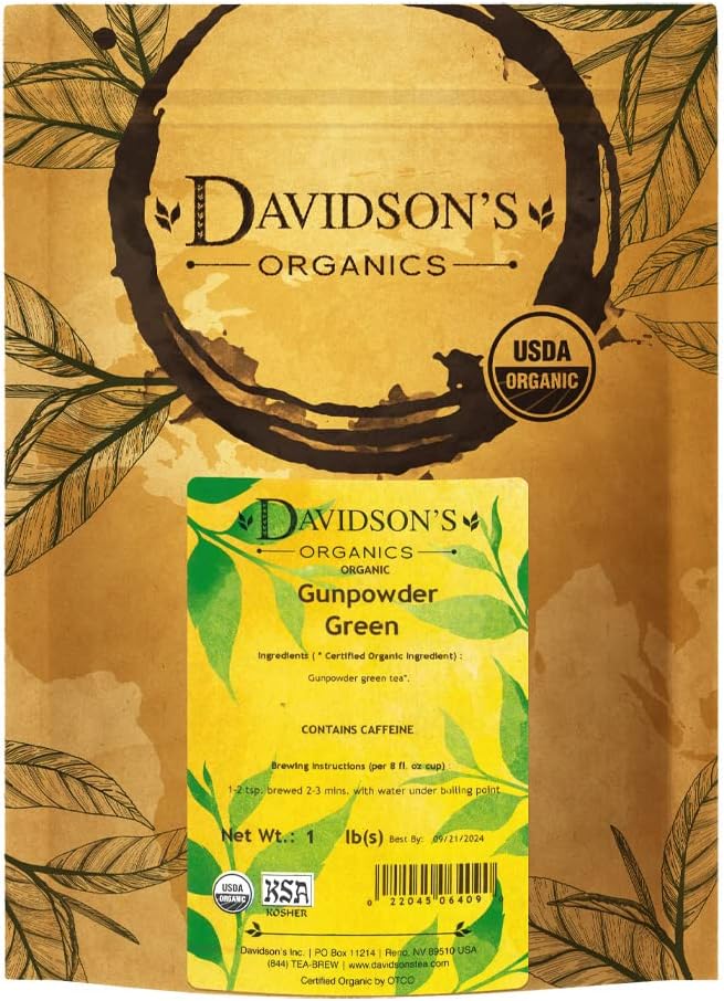 Davidson's Organics, Gunpowder Green, Loose Leaf Tea, 16-Ounce Bag(Packaging May Vary)