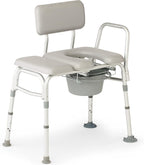 Medline Padded Combination Transfer Bench and Commode, 400 lb. Capacity - Essential Bathroom Aid for Elderly and Disabled