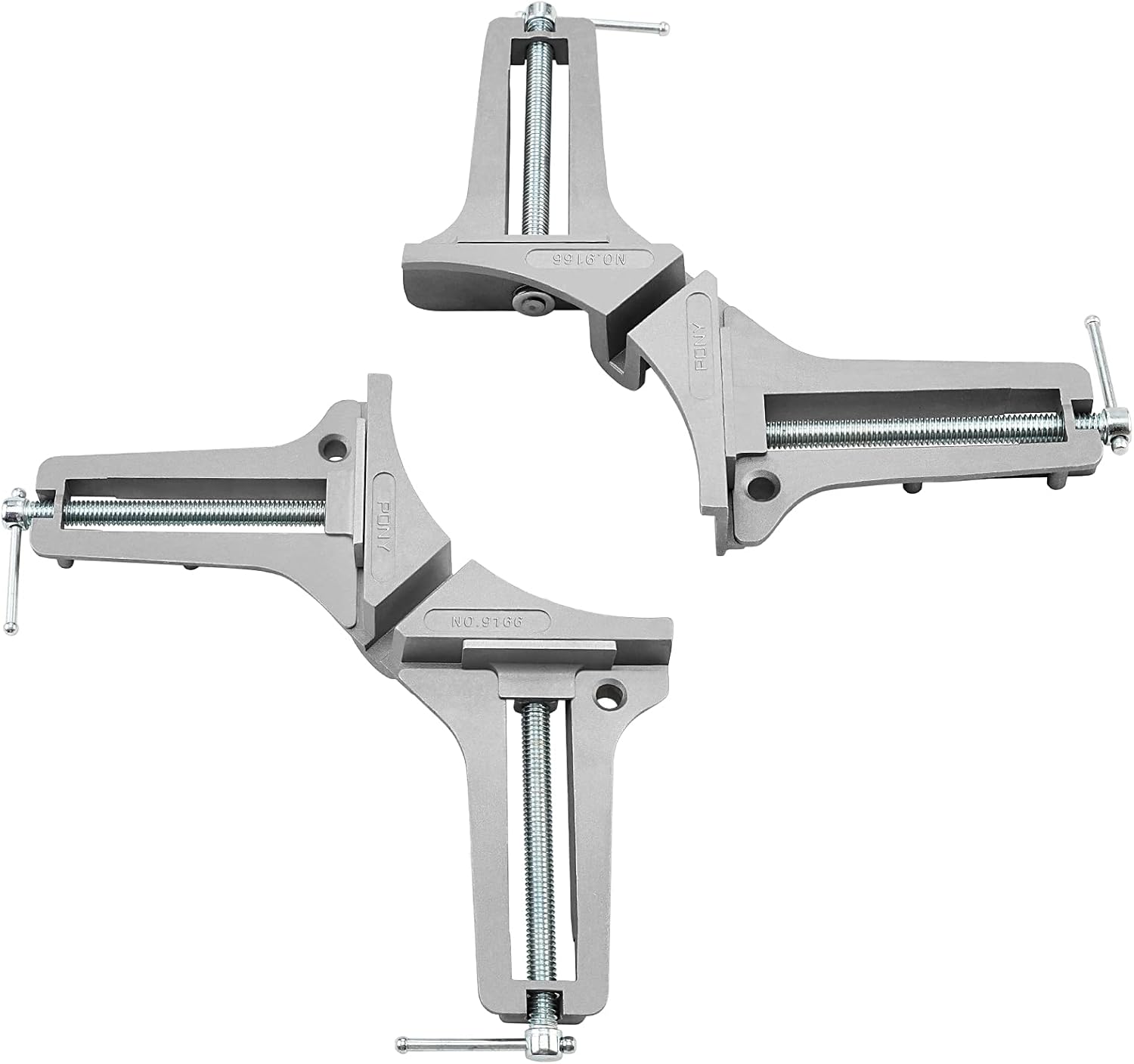 PONY 2-Piece 90 Degree Corner Clamp Set, Featured with 3’’ Maximum Opening, 200 lbs Clamping Force & 1/2’’ Clamping Height, Aluminum Alloy Body, Adjustable Right Angle Clamps for Multiple Projects