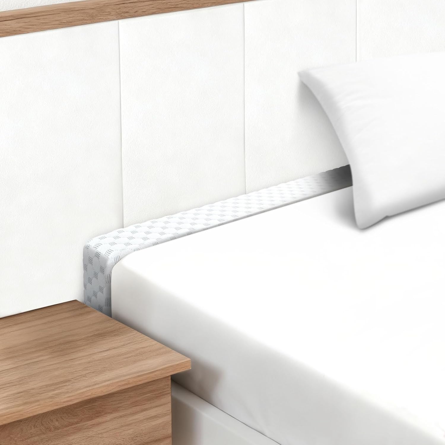 Headboard Bed Gap Filler, High Density Foam Mattress Extender Pillow, Removable, White, 39"x2"x6"
