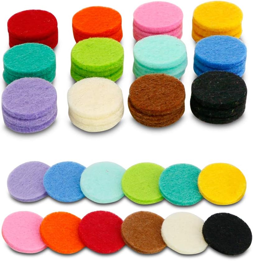 Maromalife 48PCS 22mm Replacement Refill Pads for 30mm Essential Oil Diffuser Necklace, Felt Pads for Aromatherapy Necklace Pendant Diffuser Bracelet Car Diffuser Vent Clip with 12 Colors, 0.87 Inch