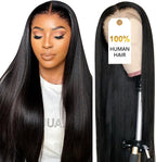 CUTE BEIN [2-Year Life, 100% Human Hair, 250g/pc, 250% Density 13x6 HD Straight Lace Front Wigs Human Hair Pre Plucked, [0.1mm Ultra-Thin HD Lace], Free Part 28 Inch