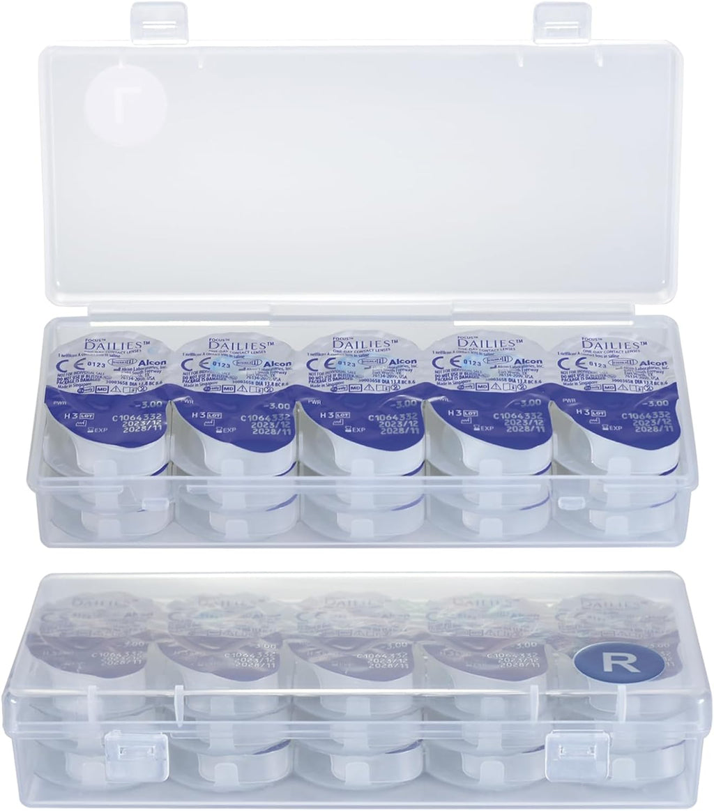 2-Pack Contact Lens Organizer Case, Portable Storage Case for Daily Disposable Contact Lenses, Holds 30 Lenses Each, 30 Days Total