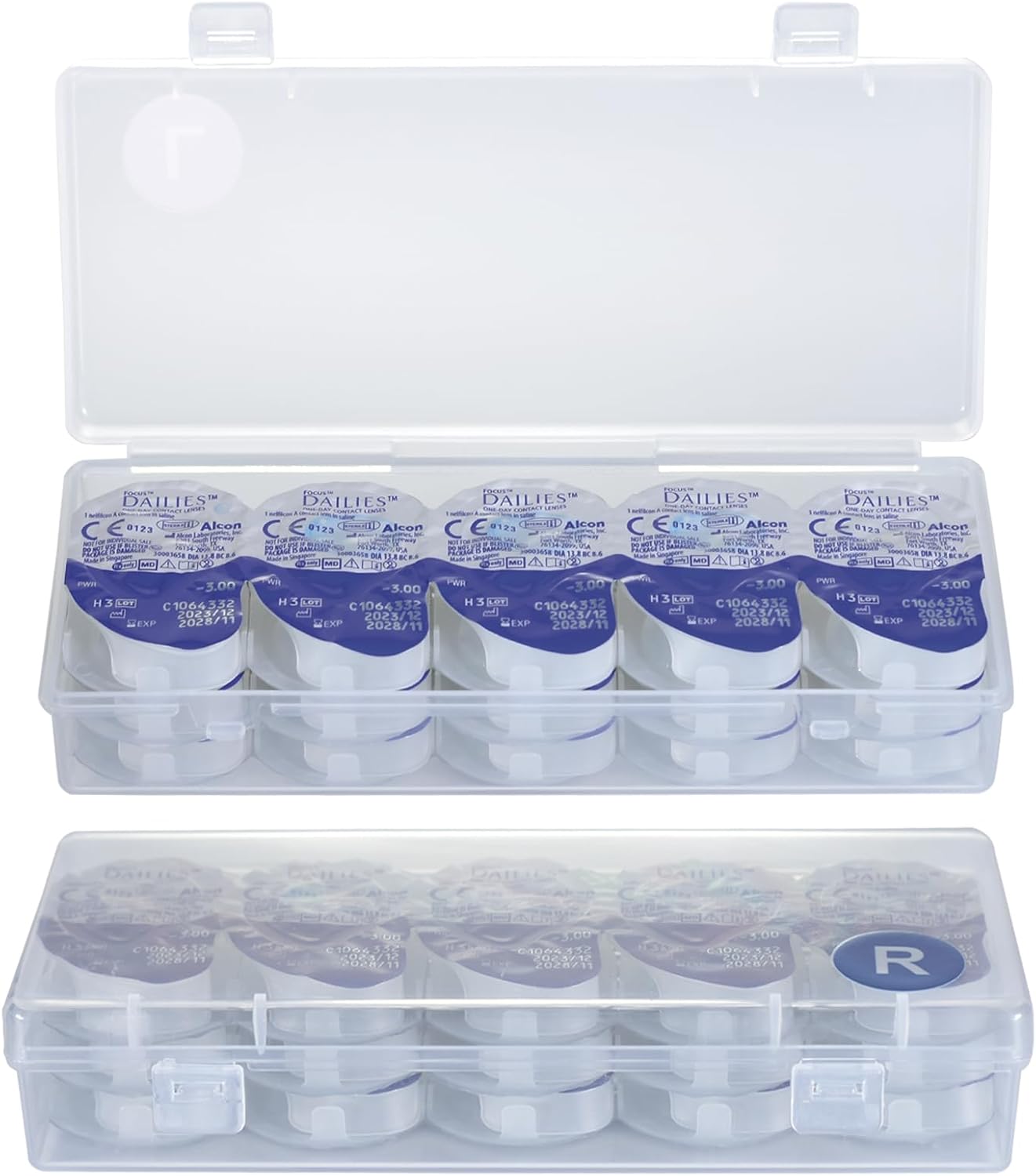 2-Pack Contact Lens Organizer Case, Portable Storage Case for Daily Disposable Contact Lenses, Holds 30 Lenses Each, 30 Days Total