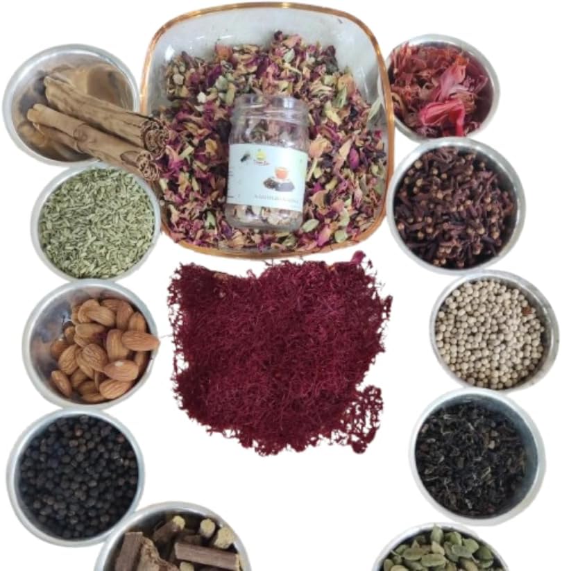 Dawn Lee Kashmiri Kahwa Green Tea 40g | Saffron-Infused Premium Loose Leaf | Traditional Spiced Blend with Cardamom, Cinnamon, Almond & Rose | Brew Hot or Iced | Caffeine-Rich Herbal Chai
