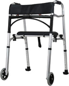 Rollator Walker Walker, Mobility Aids Height Adjustable Drive Walker with PU Seat Board and Backrest Lightweight Folding Walking Frame Rolling Walker Yearn for