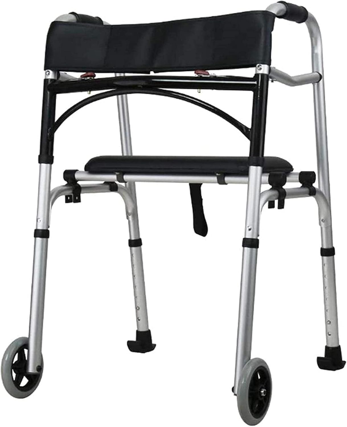 Rollator Walker Walker, Mobility Aids Height Adjustable Drive Walker with PU Seat Board and Backrest Lightweight Folding Walking Frame Rolling Walker Yearn for