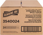 Genuine Joe Embossed Bath Tissue, 2-Ply, Septic Safe, Individually Wrapped, 4" x 3.75", 400 Sheets/Roll, 24 Count