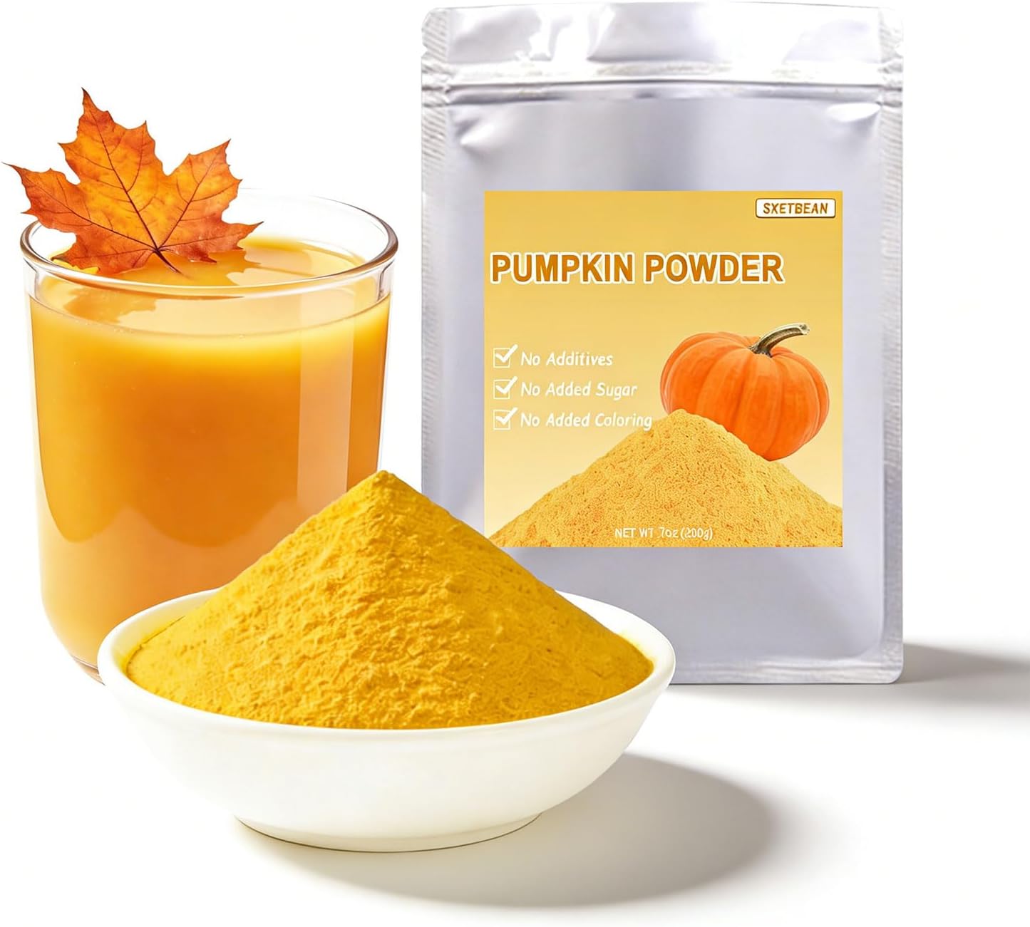 SXETBEAN Pumpkin Powder for Baking, 7oz/200g Pure Powdered Pumpkin for Latte, Smoothies, Juices, Soups, Porridge, No Additives, 南瓜粉