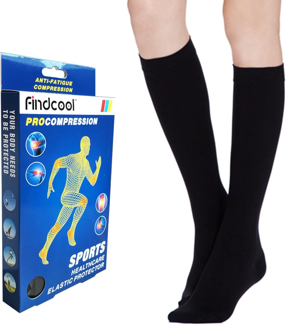 Medical Closed Toe Knee High Compression Socks 23-32mmHg for Women and Men Medical Calf Support Socks Graduated Compression (Black S)