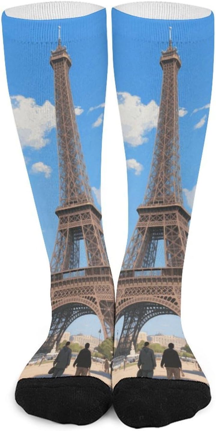 Eiffel Tower in Paris Knee High Socks for Women Men Soft Breathable Compression Socks Novelty Stockings