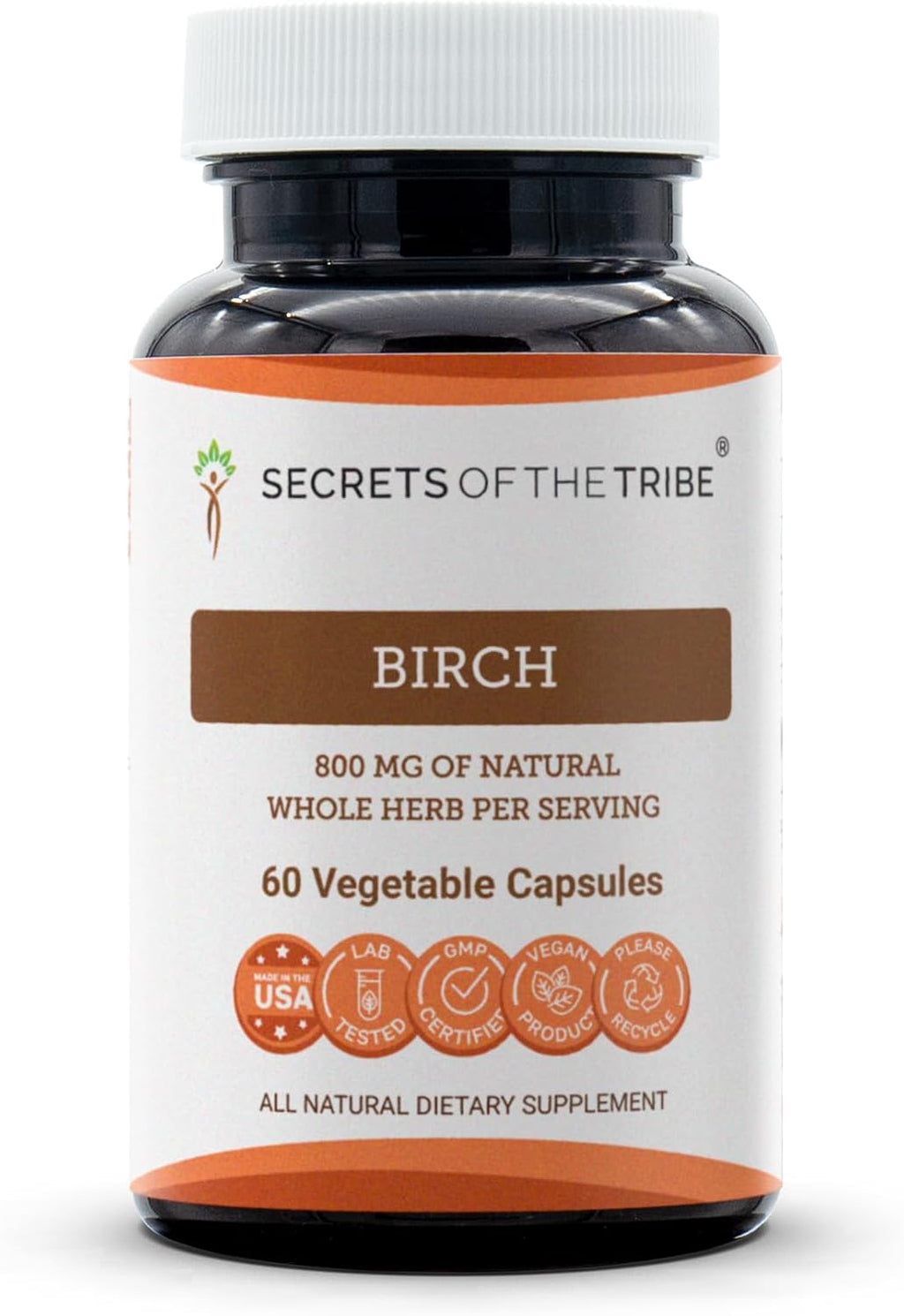 Secrets of the Tribe Birch 60 Capsules, 800 mg, Birch (Betula Pendula) Dried Leaf (60 Capsules)