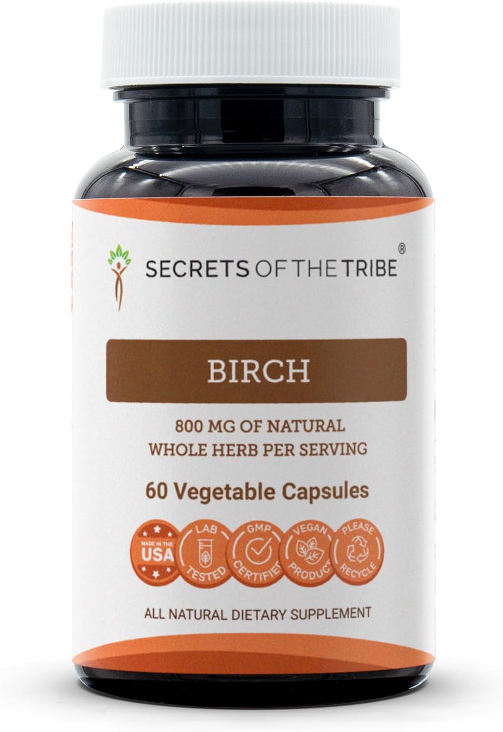 Secrets of the Tribe Birch 60 Capsules, 800 mg, Birch (Betula Pendula) Dried Leaf (60 Capsules)