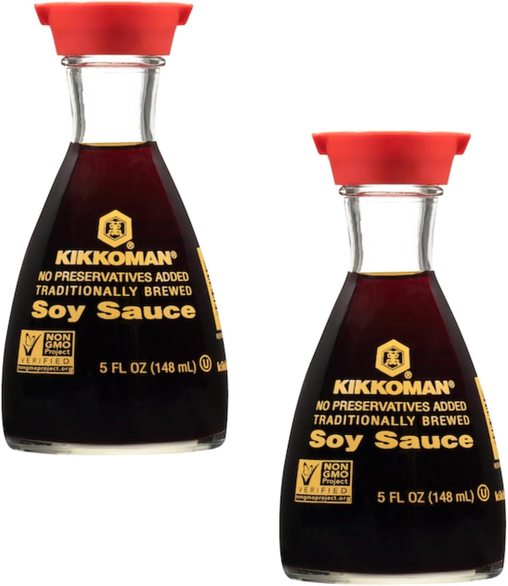 Kikkoman Soy Sauce - Pack of 2 - Use on a Variety of Foods - Stock Up and Have Plenty to go Around - no Preservatives Added - Traditionally Brewed