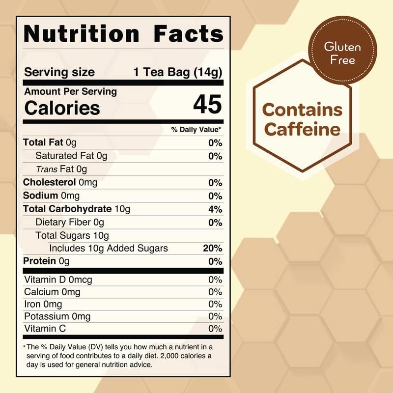 True Honey English Breakfast Tea Bags - Honey Crystals Blended in Every Sachet - Strong Antioxidant Support - All Natural Organic Herbal Caffeinated Free Tea Bag 24 Count