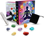 Chakra Stones Healing Crystals Set | 7 Reiki Healing Stones for Healing and Recharging | Tumbled Meditation and Worry Stone Kit | Chakra Crystals for Beginners with Selenite Wand and Energy Chart