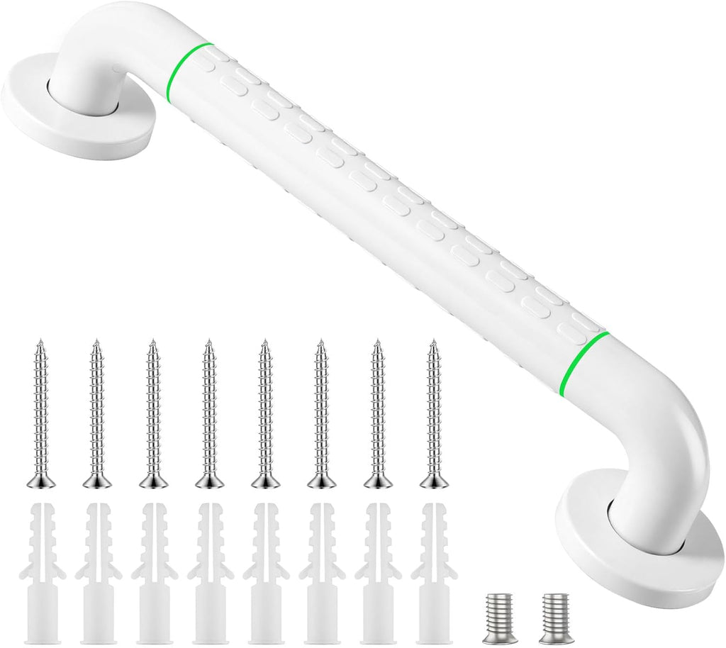 Grab Bars for Bathtubs and Showers, 16 Inch Anti Slip Bathroom Safety Shower Handles for Seniors Handicap Elderly Assistance, Hand Rails for Toilet Walls Bath Tub, 1" Stainless Steel Handrail（White）