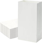 40 Count White Paper Lunch Bags - 6lb Capacity, 5.9x3.5x11 Inches Kraft Bags for Sandwiches, Snacks, School Lunches & Party Favors
