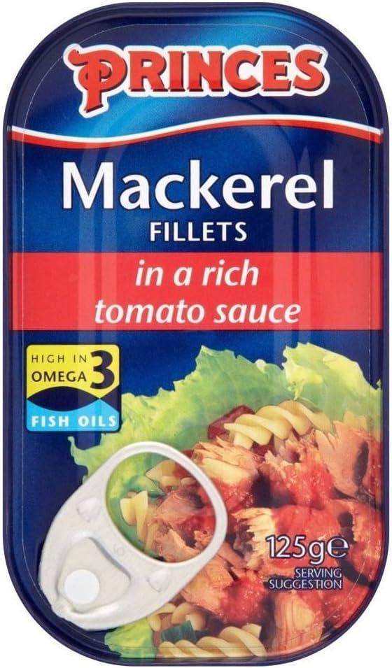 Princes Mackerel Fillets in Tomato Sauce (125g) - Pack of 6